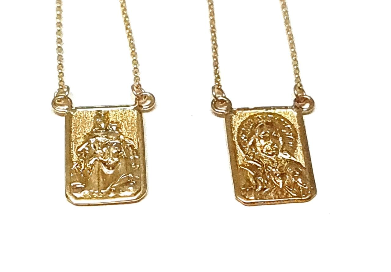 Escapulário Elo Português em Ouro Amarelo 18k