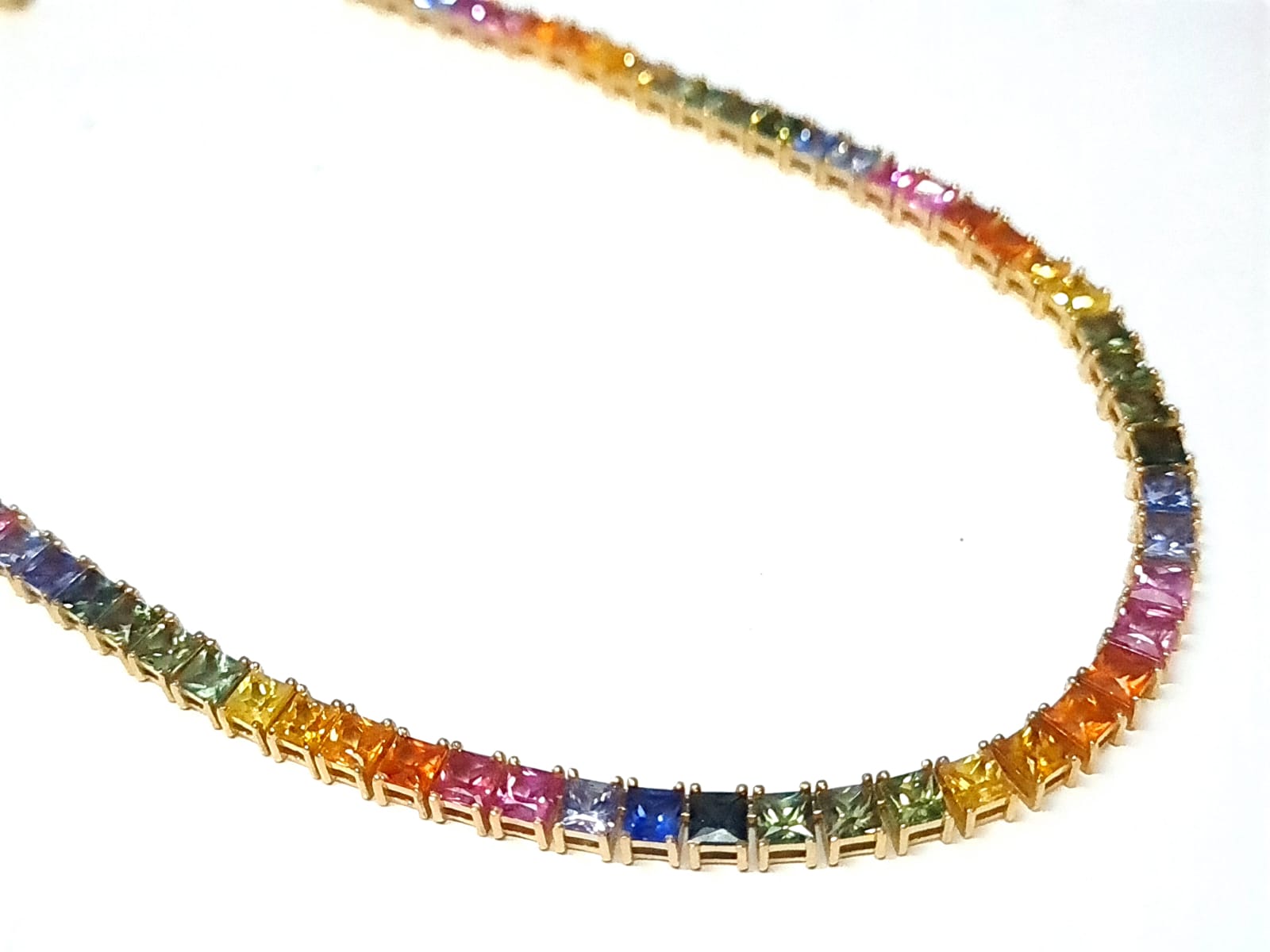 Colar Riviera em Ouro 18k com Safira
