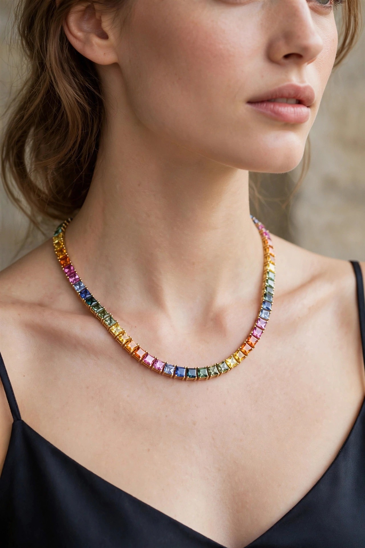 Colar Riviera em Ouro 18k com Safira