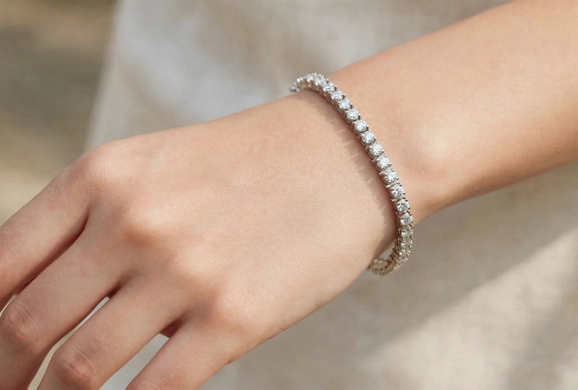 Pulseira Riviera em Ouro Branco 18k com Diamante