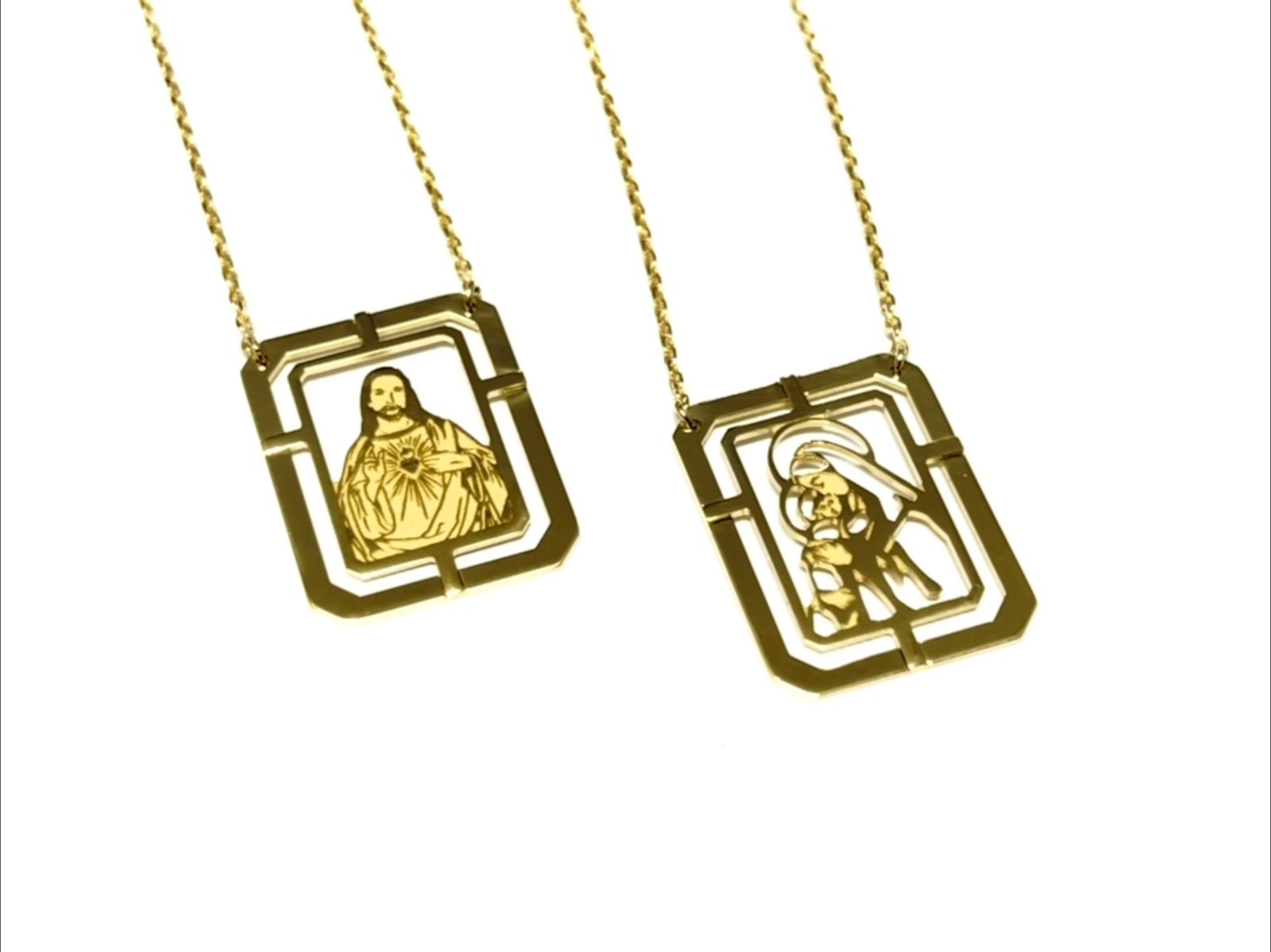 Escapulário Coração em Ouro Amarelo 18k