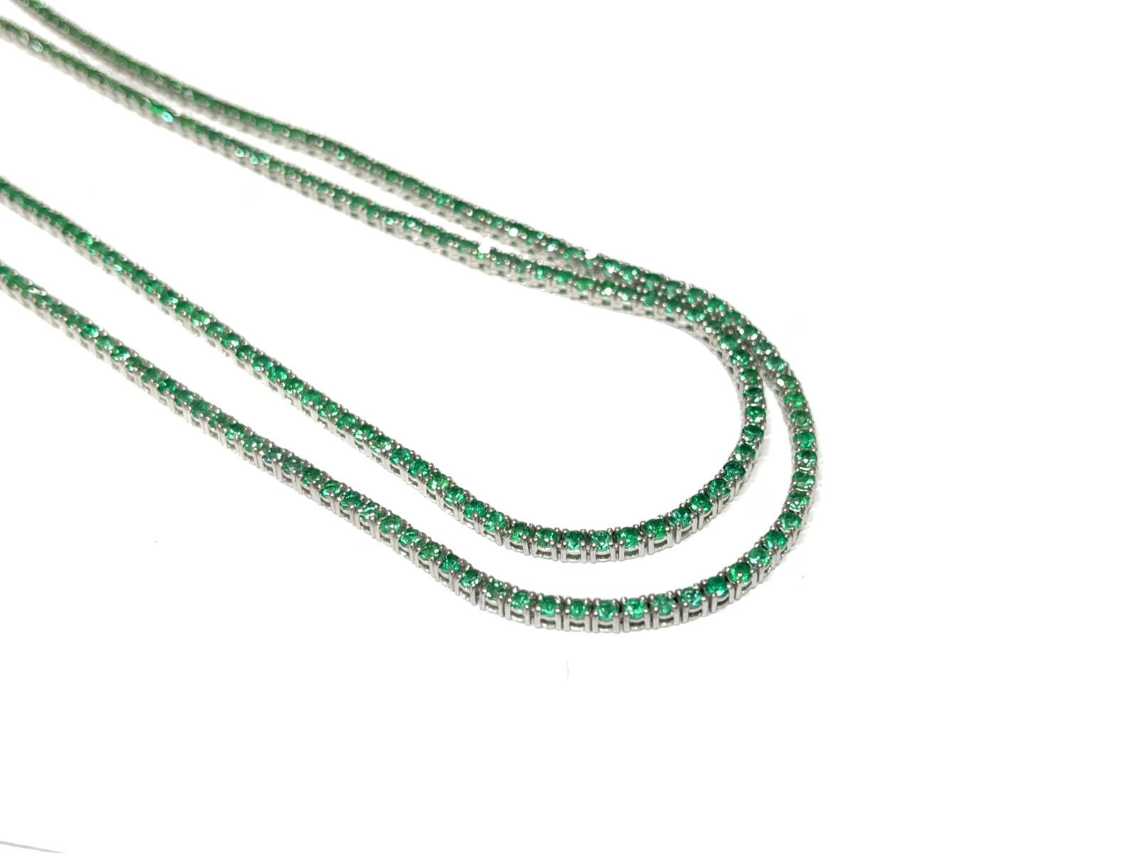 Colar Riviera em Ouro Branco 18k com Esmeralda