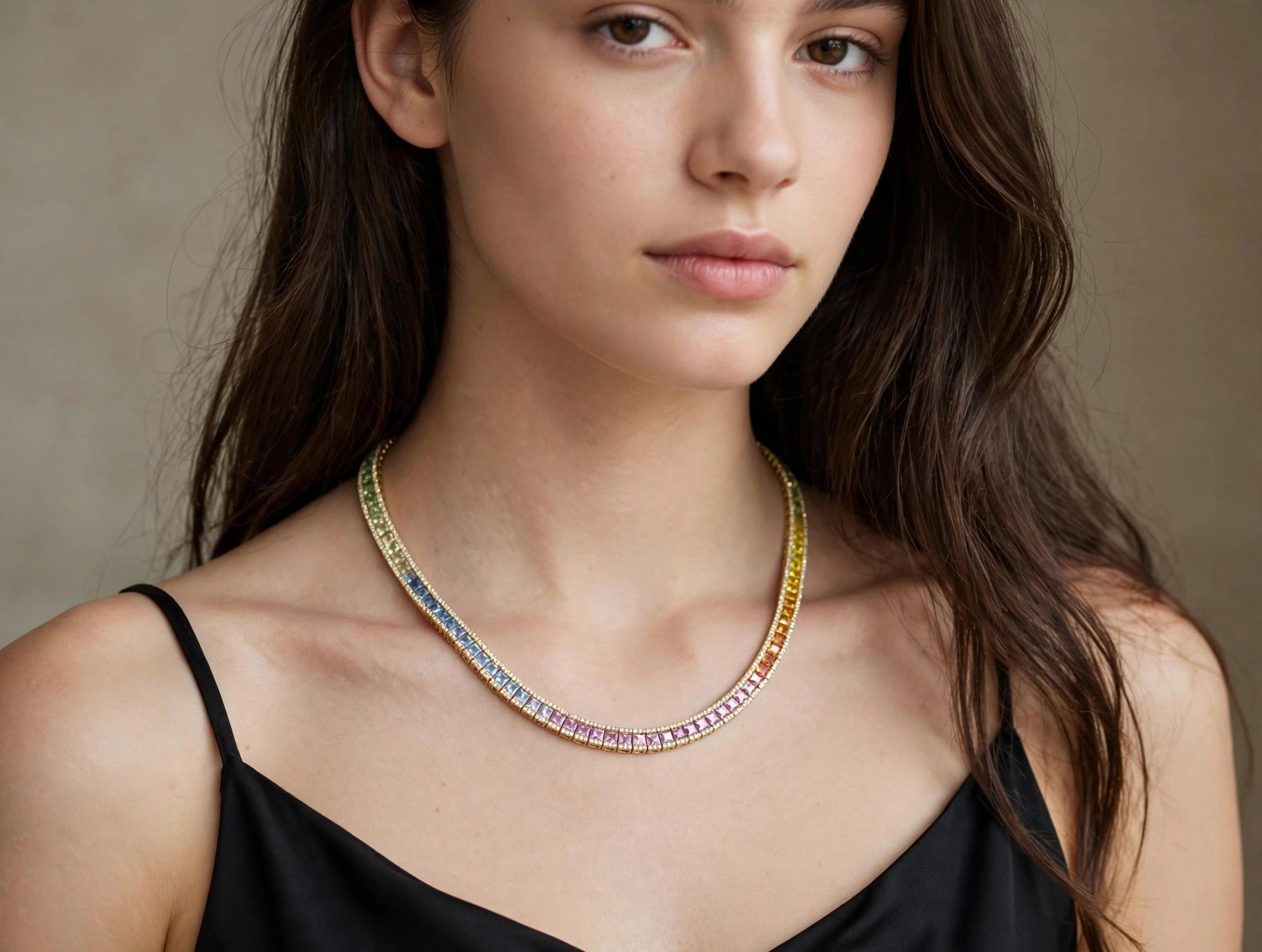 Colar em Ouro Amarelo 18k com Diamante e Safira