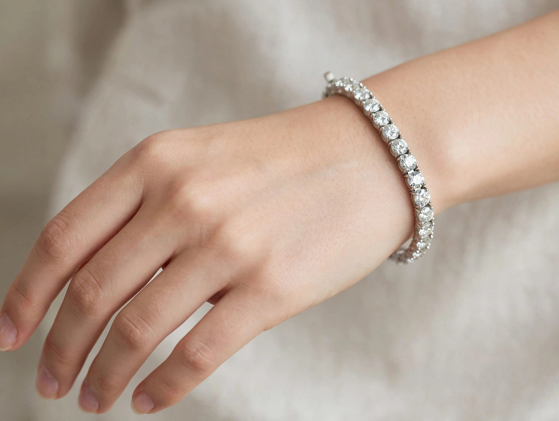 Pulseira Riviera em Ouro Branco 18k com Diamante