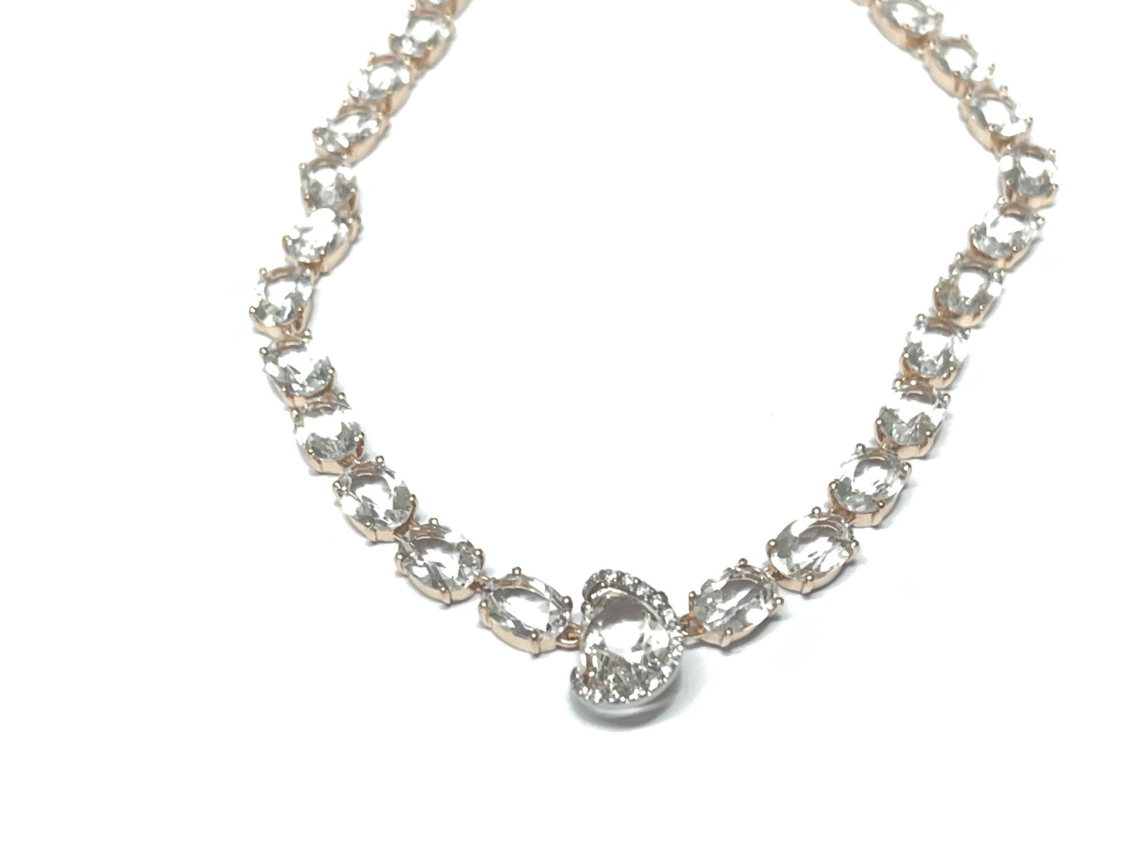 Colar em Ouro Rosé 18k com Diamante e Quartzo